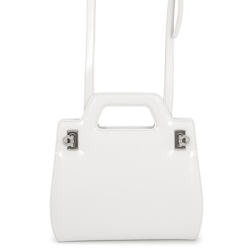 Salvatore Ferragamo Wanda Mini Leather Handbag 213485 2-way White for Women